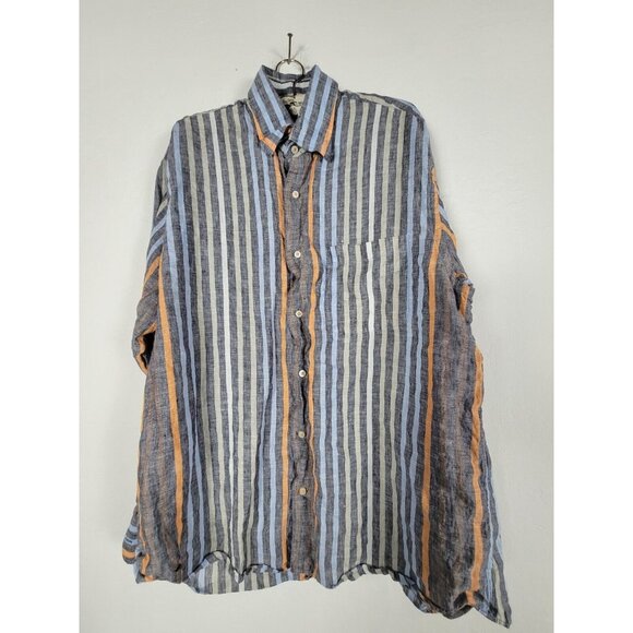 Robert Talbott Carmel Mens Striped Button Up Long Sleeve Shirt Large Blue/Gray